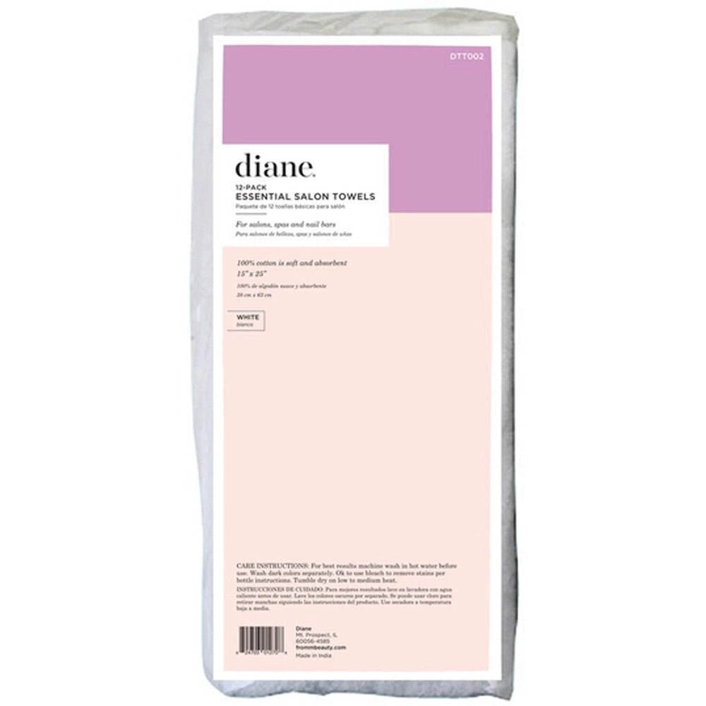 Diane Essential Salon White Towels 12-Pack