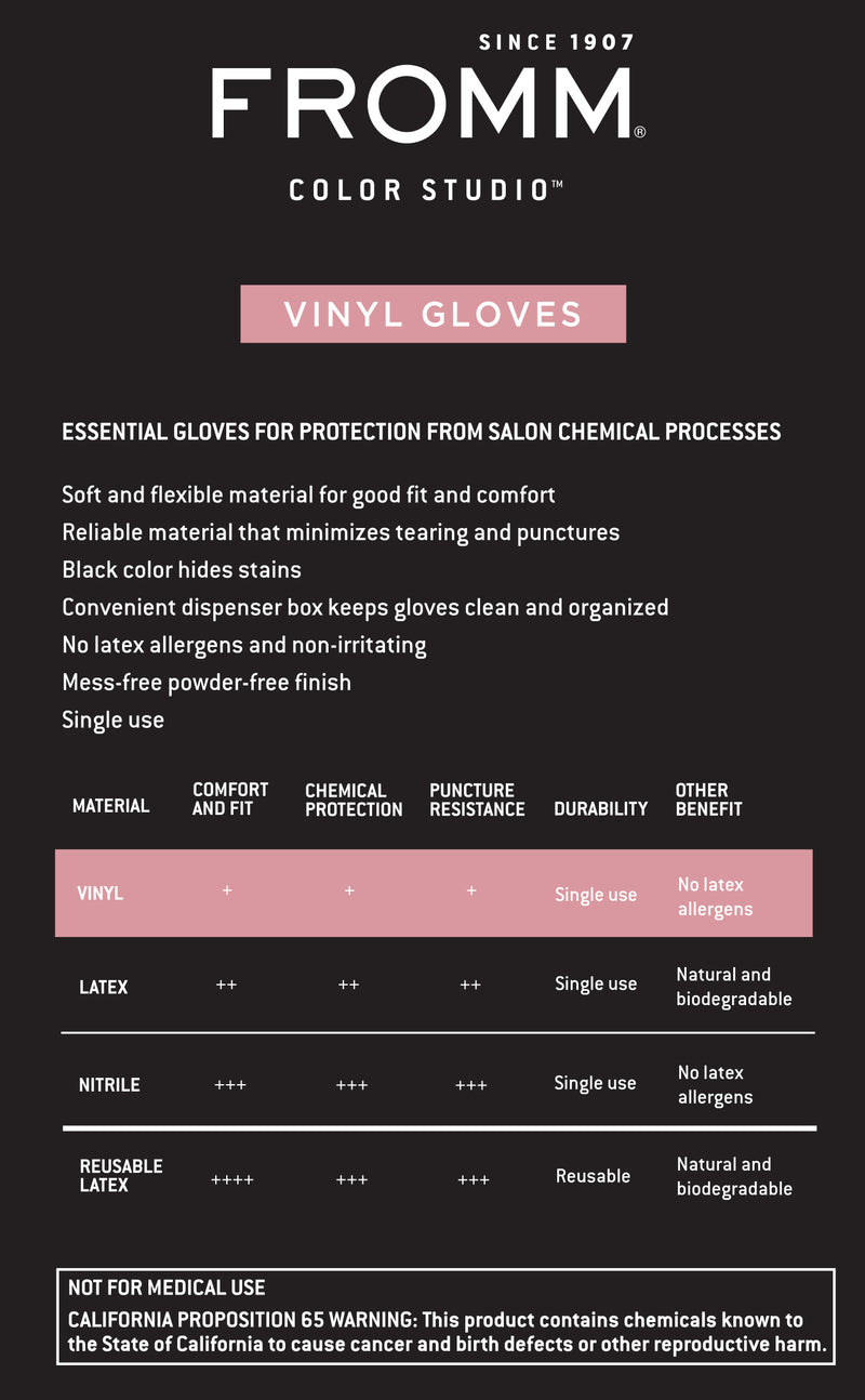 Fromm Black Disposable Vinyl Gloves